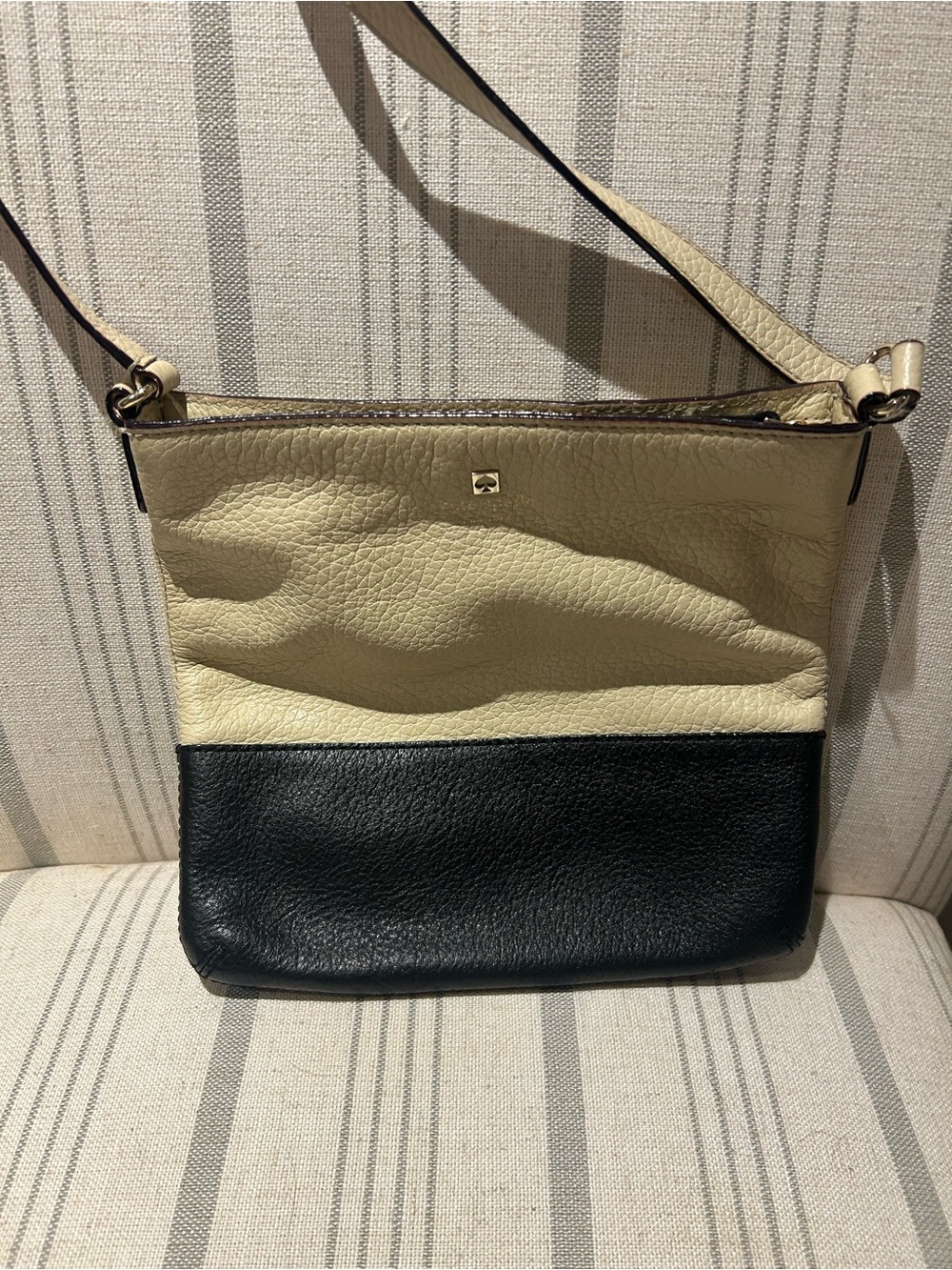 Kate Spade Cream and Black Two-Tone Leather Crossbody Bag